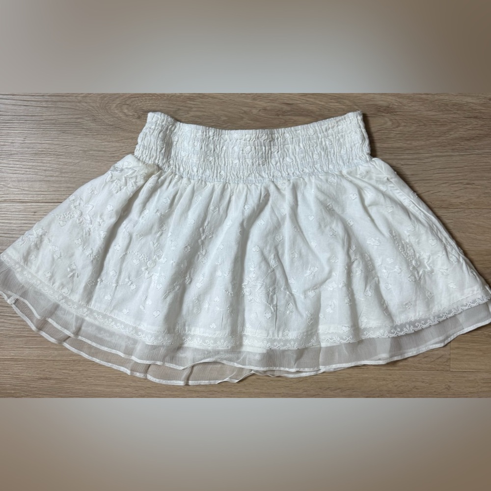 Loveshackfancy white lace skater skirt EUC